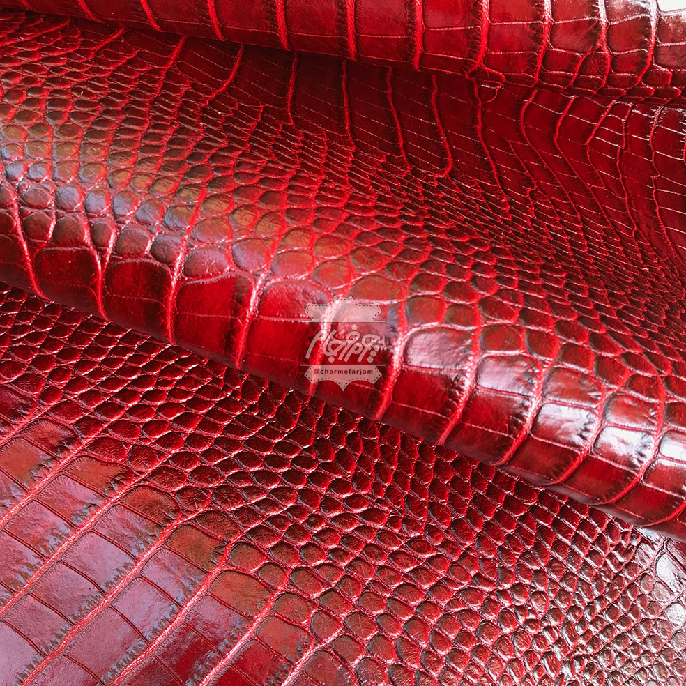 چرم گاوی روکو طرح دار  قرمز