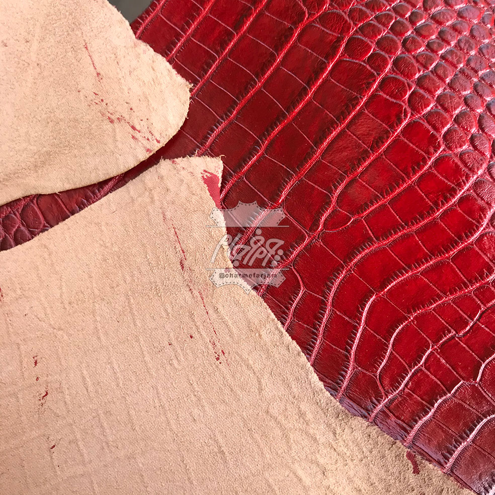 چرم گاوی روکو طرح دار  قرمز