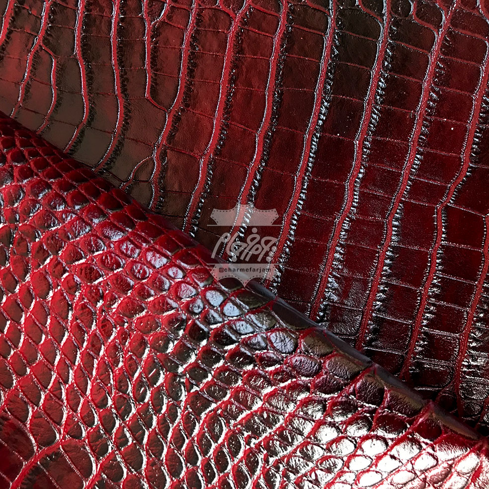 چرم گاوی روکو طرح دار زرشکی