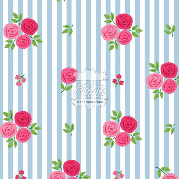 چرم فانتزی گل های صورتی زمینه راه راه  کد 265