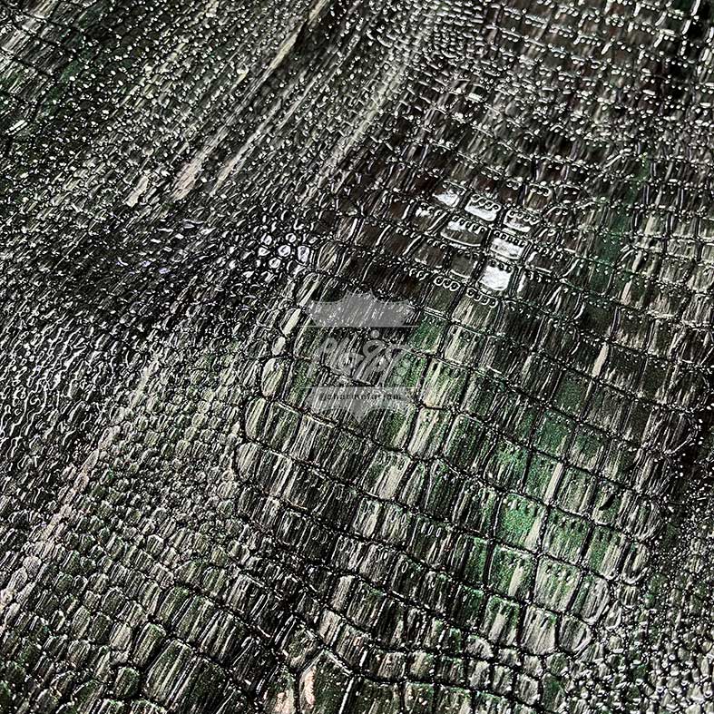 چرم گاوی ورنی روکو دست رنگ متالیک سبز