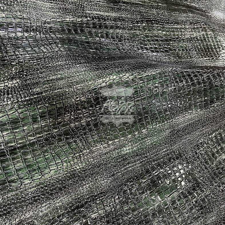 چرم گاوی ورنی روکو دست رنگ متالیک سبز